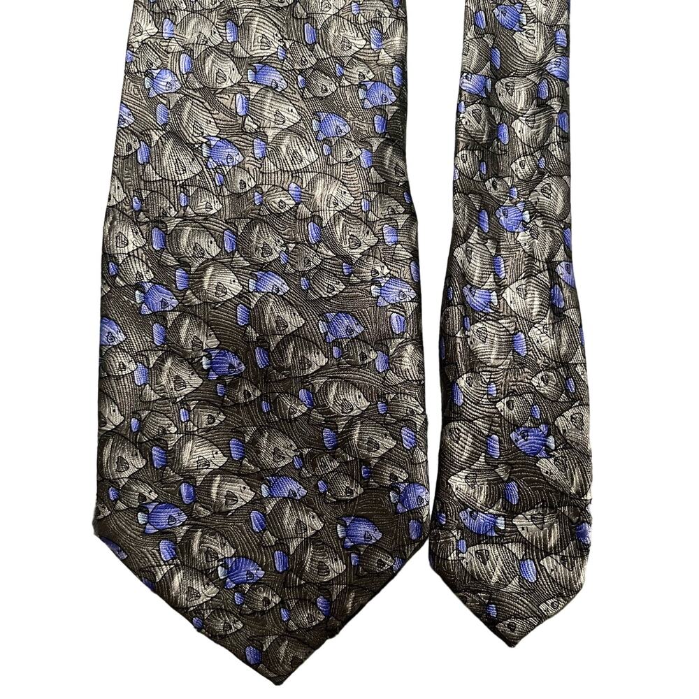 The Nature Conservancy Half Moon Angelfish Purple And Grey Hand Sewn Neck Tie
